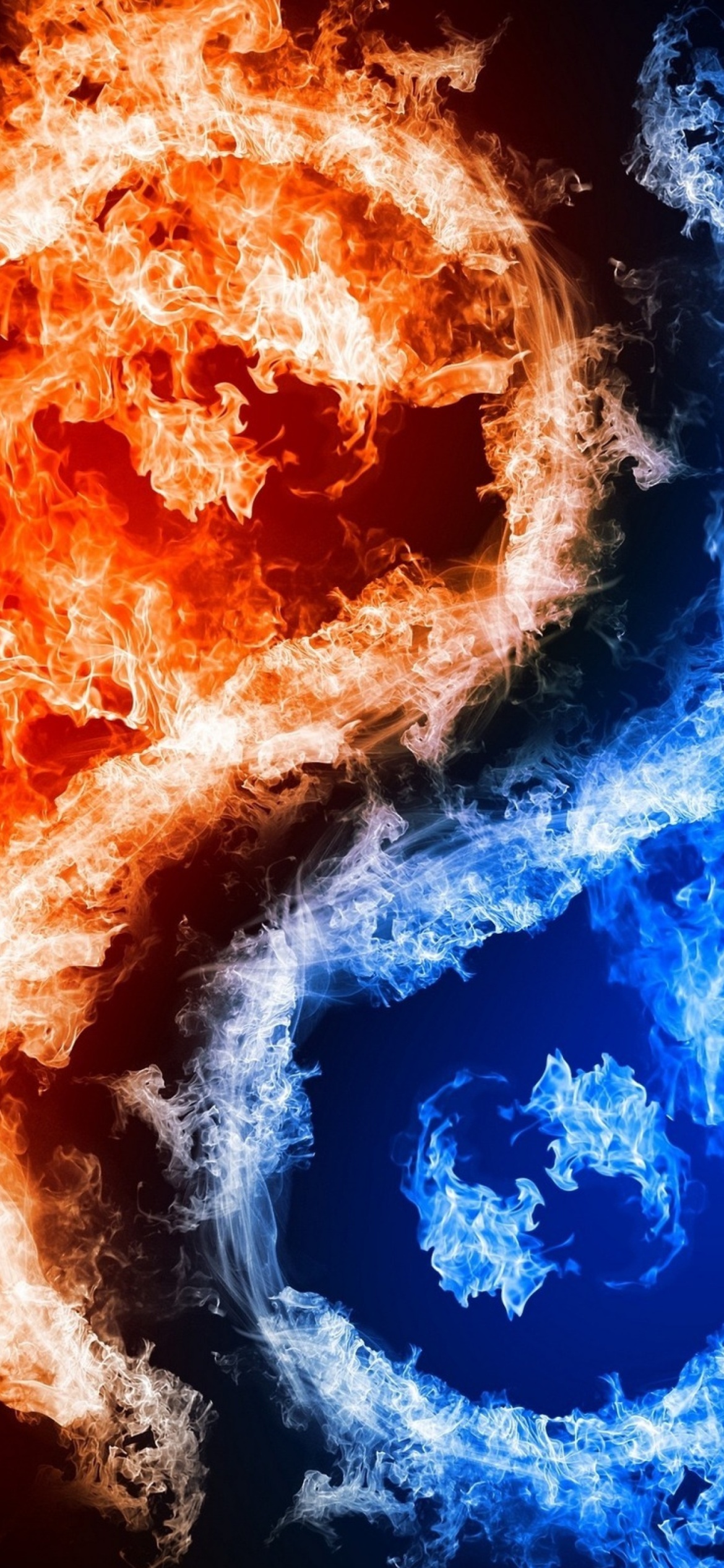Yin and yang, fire and water wallpaper 1170x2532