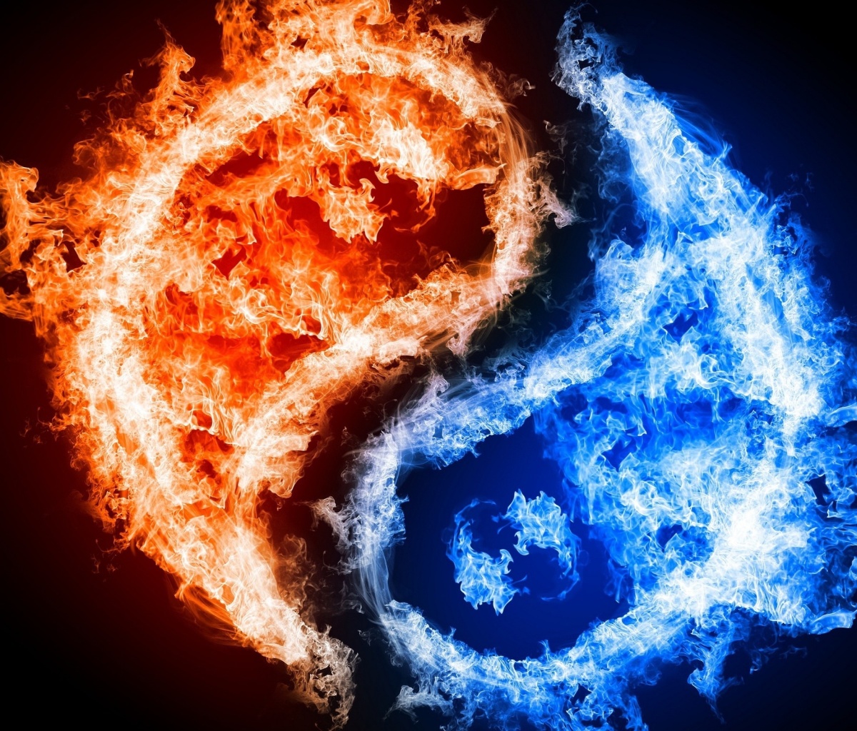 Yin and yang, fire and water wallpaper 1200x1024