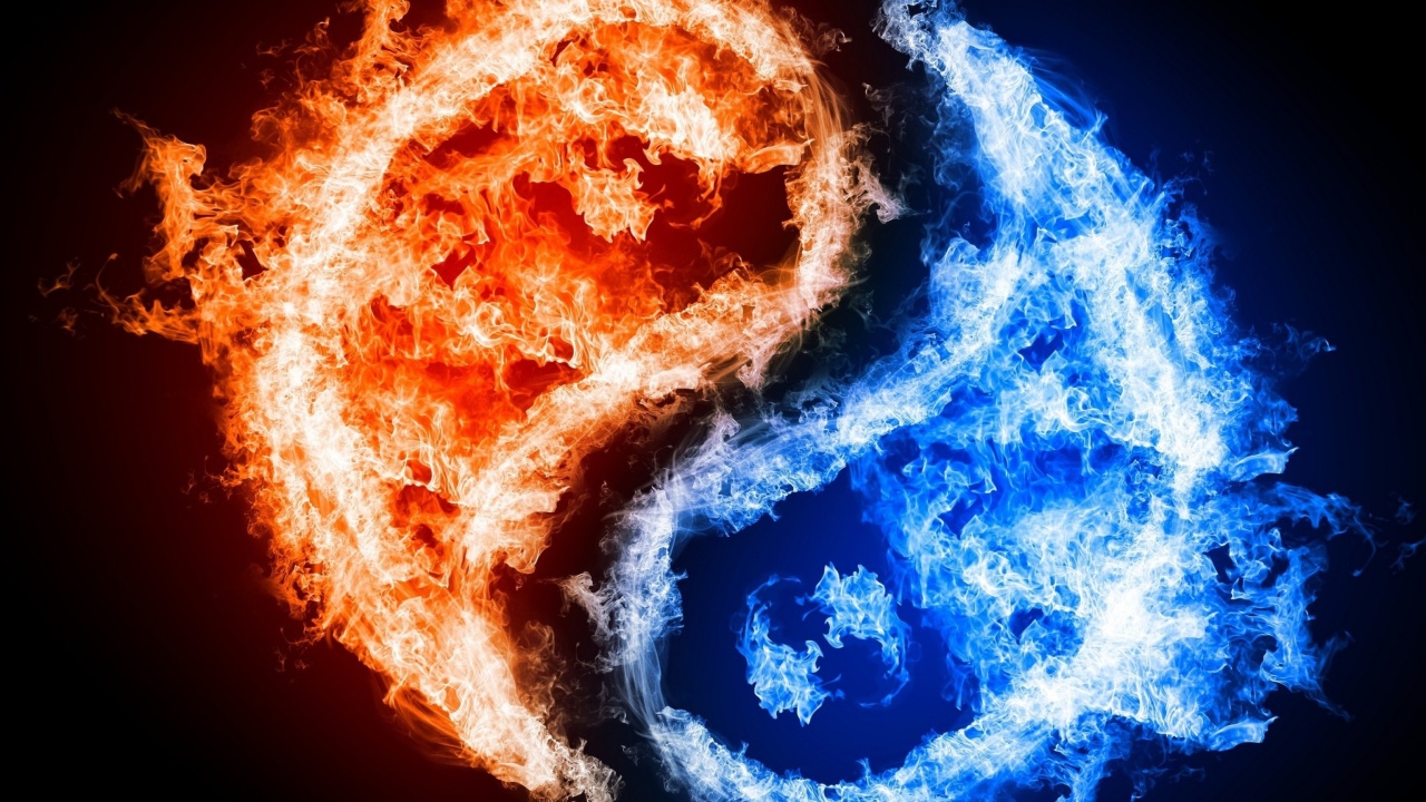 Yin and yang, fire and water wallpaper 1280x720