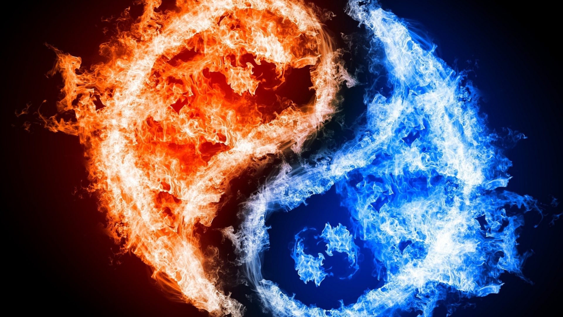 Yin and yang, fire and water wallpaper 1920x1080