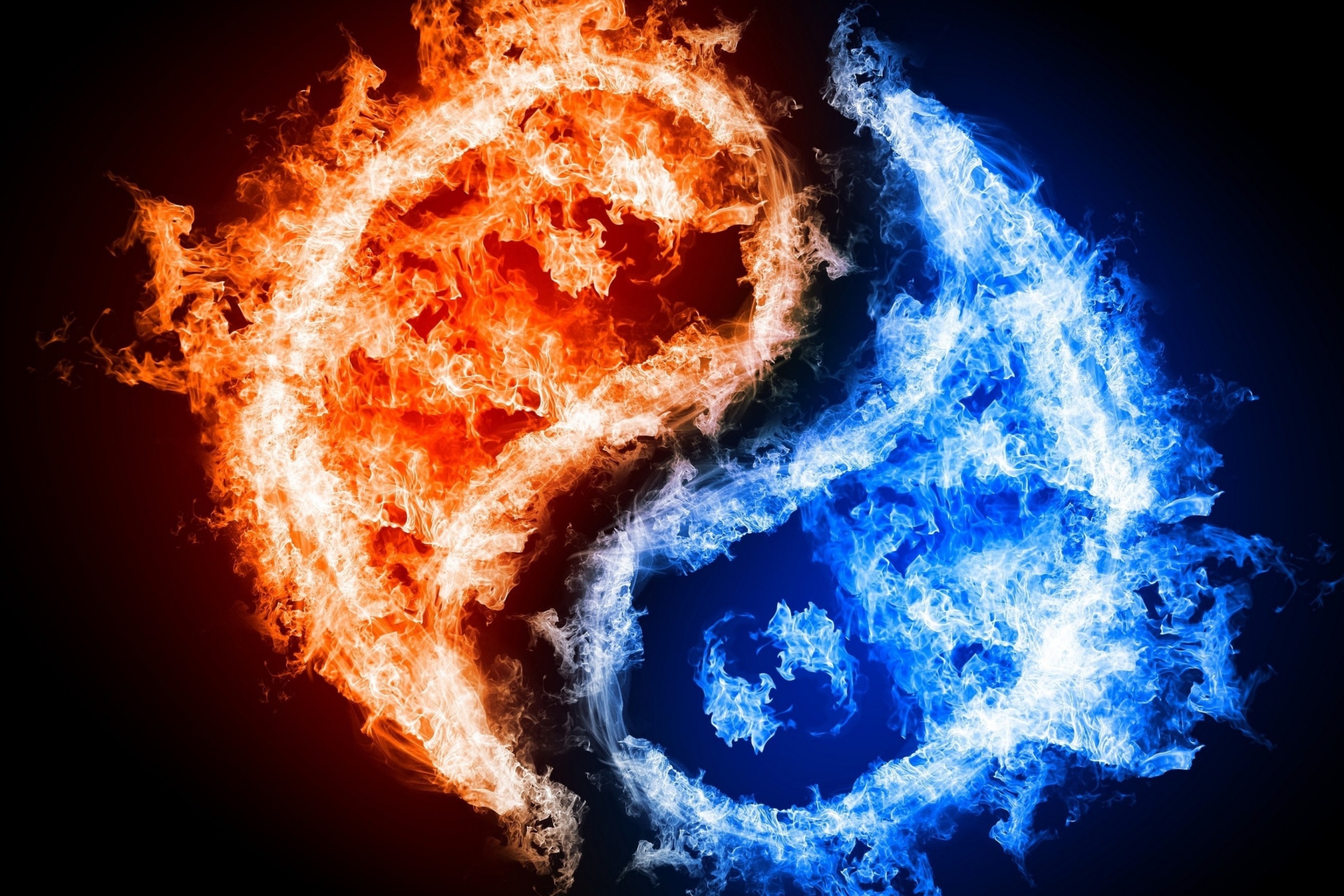 Sfondi Yin and yang, fire and water 2880x1920