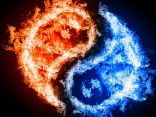 Fondo de pantalla Yin and yang, fire and water 320x240