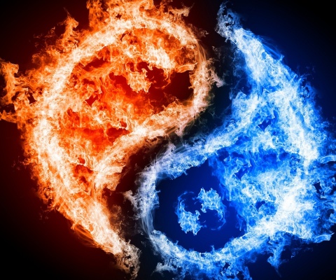 Yin and yang, fire and water wallpaper 480x400