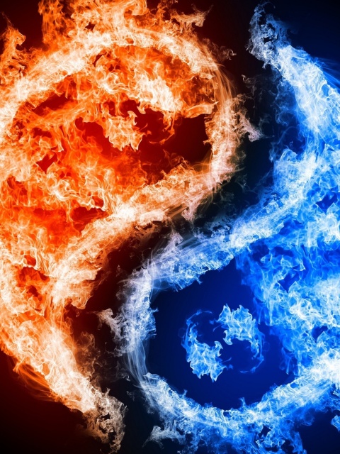 Yin and yang, fire and water wallpaper 480x640