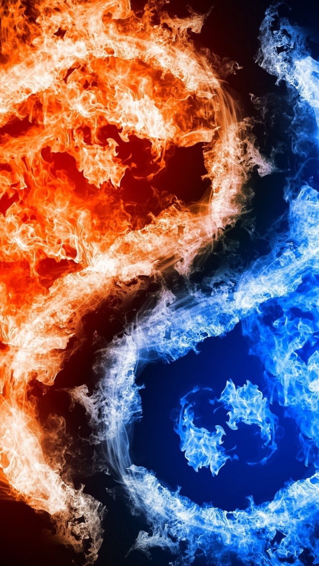 Yin and yang, fire and water wallpaper 640x1136