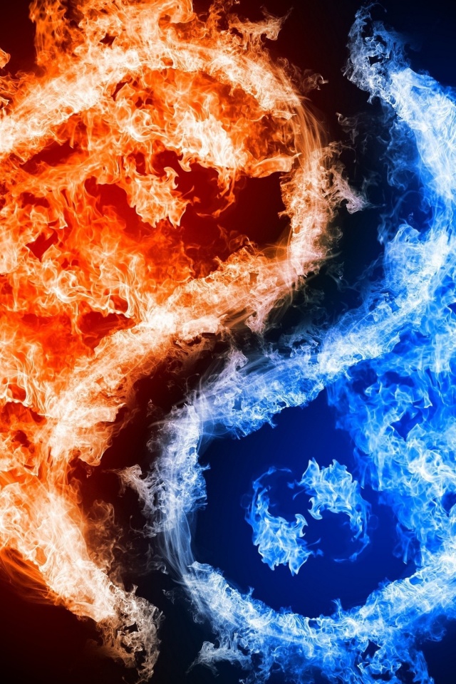 Yin and yang, fire and water wallpaper 640x960