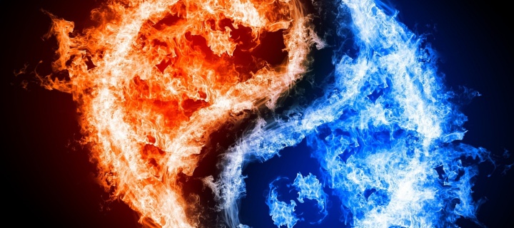 Yin and yang, fire and water wallpaper 720x320