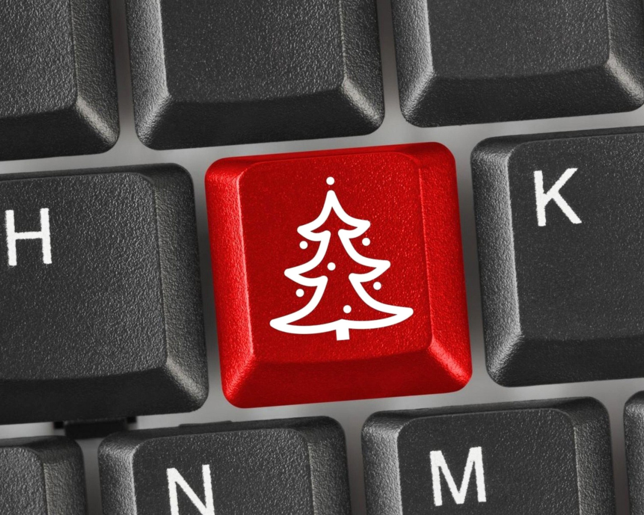 Das Christmas Tree on Computer Keyboard Wallpaper 1280x1024