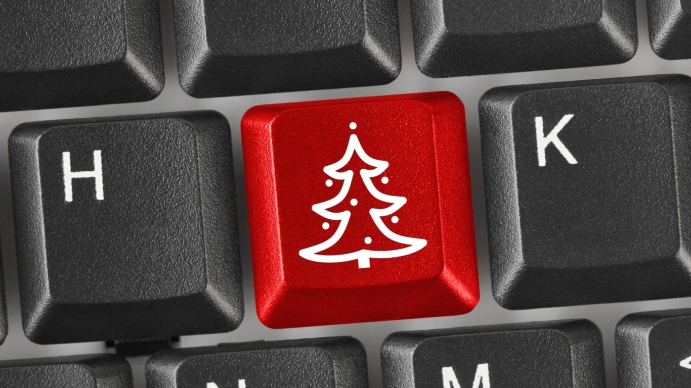 Fondo de pantalla Christmas Tree on Computer Keyboard 1366x768