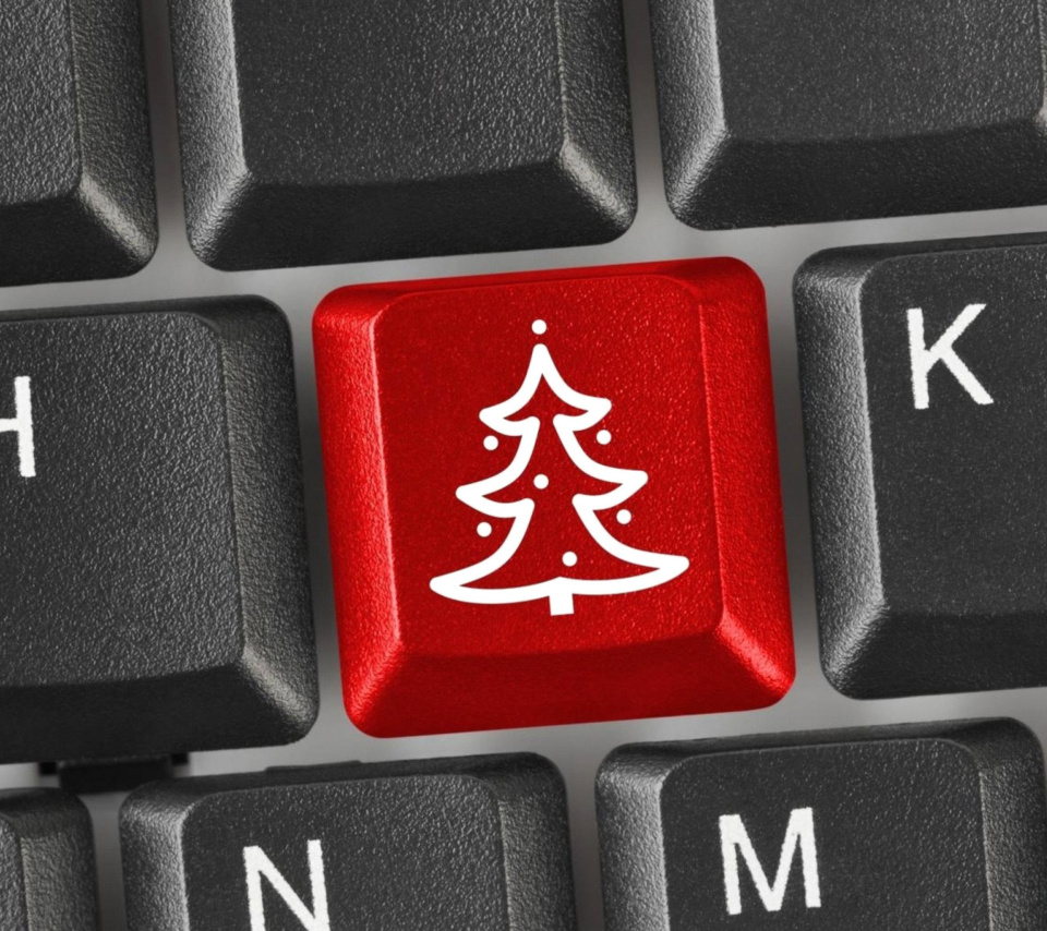 Fondo de pantalla Christmas Tree on Computer Keyboard 960x854