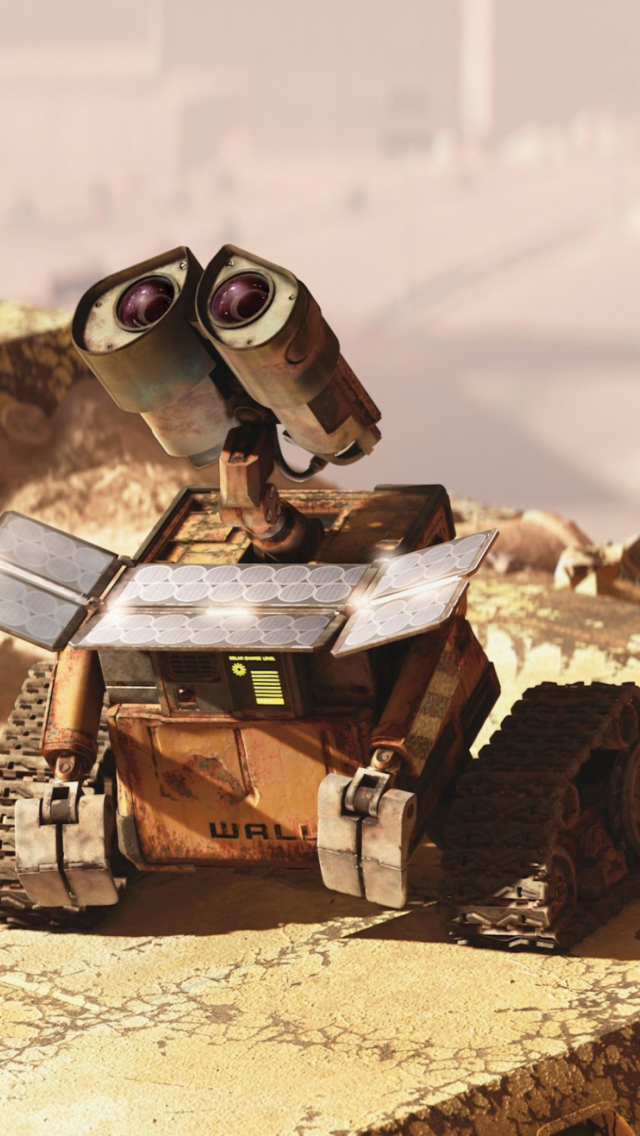 Das Wall E Looking Up Wallpaper 640x1136