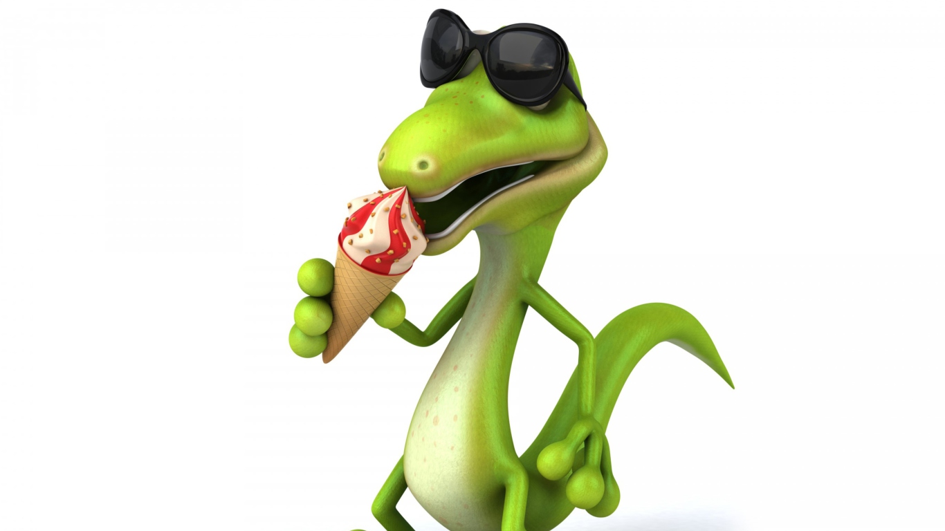 Das 3D Reptile With Ice-Cream Wallpaper 1366x768