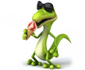 Fondo de pantalla 3D Reptile With Ice-Cream 176x144
