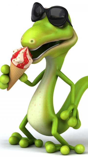 Fondo de pantalla 3D Reptile With Ice-Cream 360x640