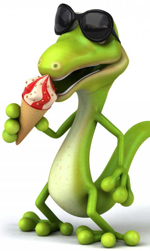 Das 3D Reptile With Ice-Cream Wallpaper 480x800