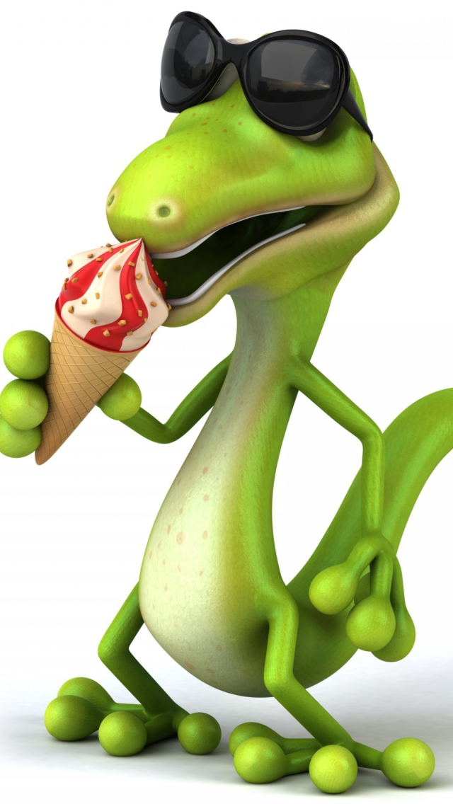 Обои 3D Reptile With Ice-Cream 640x1136
