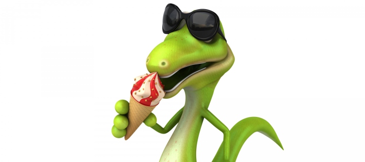 Das 3D Reptile With Ice-Cream Wallpaper 720x320