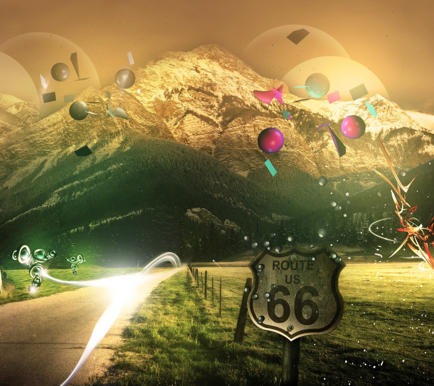 Обои Mountains Route 66 1440x1280