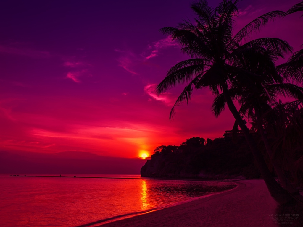 Thailand Beach Sunset wallpaper 1024x768