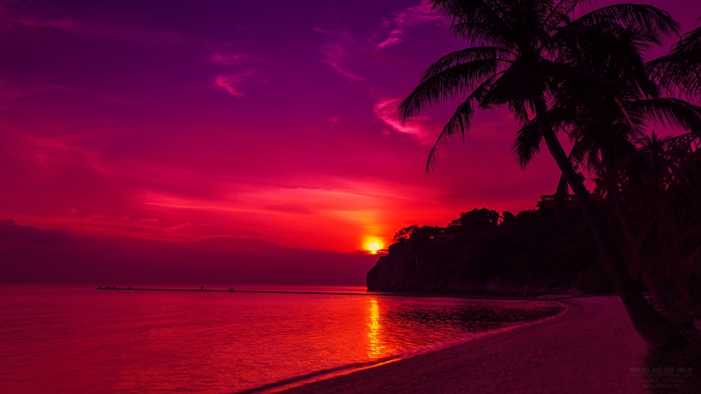 Thailand Beach Sunset wallpaper 1366x768