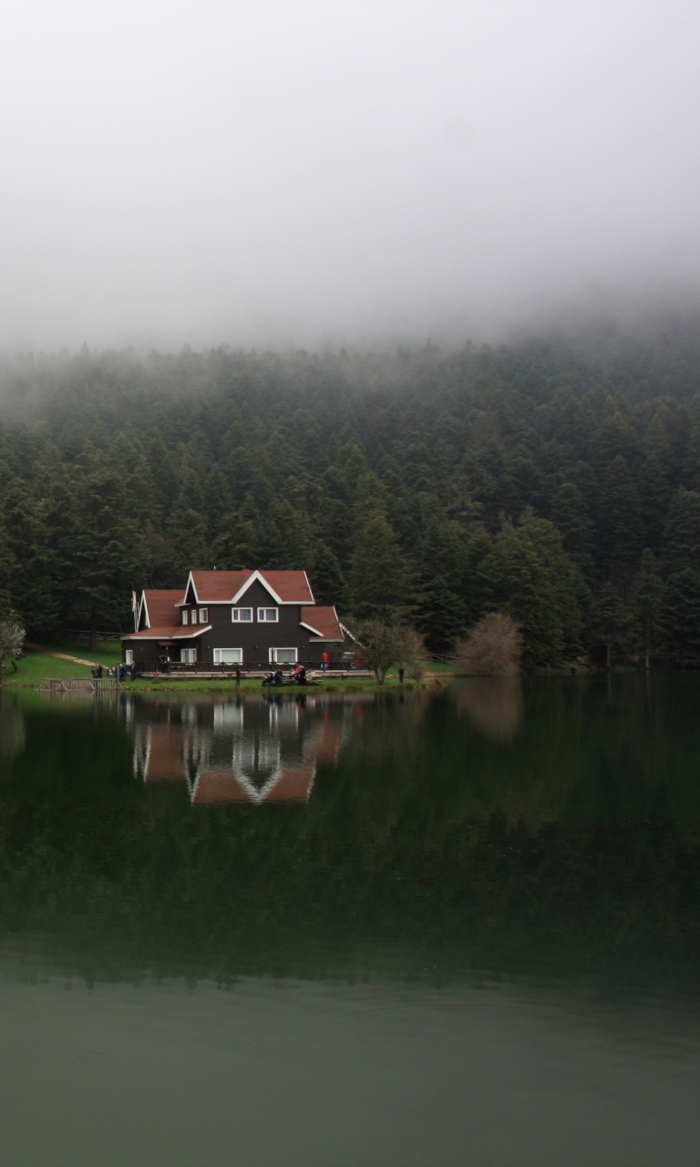 Обои House On Lake In Turkey 768x1280