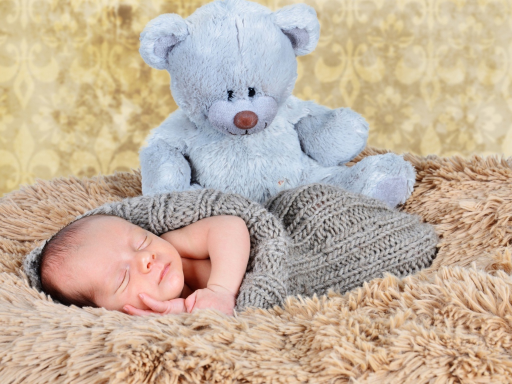 Sfondi Baby And His Teddy 1024x768