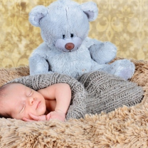Das Baby And His Teddy Wallpaper 208x208