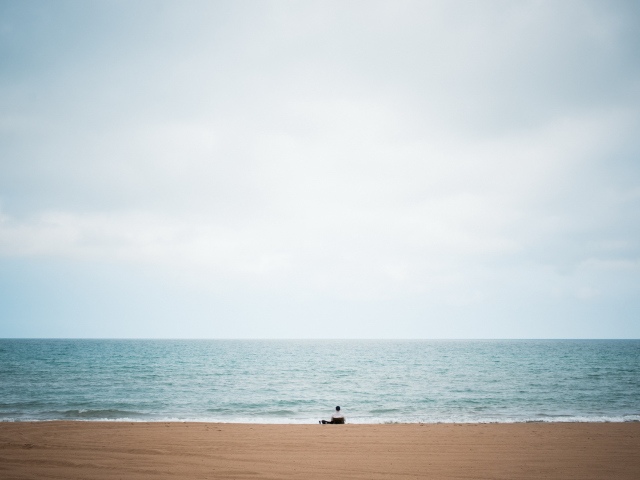 Alone On Beach wallpaper 640x480
