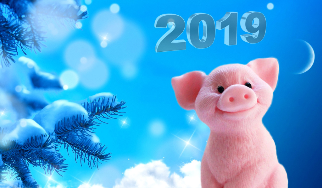 Das 2019 Pig New Year Chinese Calendar Wallpaper 1024x600