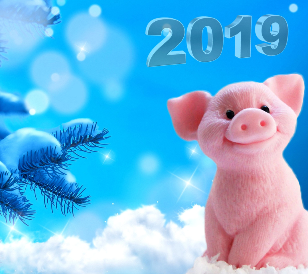 Обои 2019 Pig New Year Chinese Calendar 1080x960