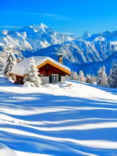 Das Little House In Alps Wallpaper 240x320