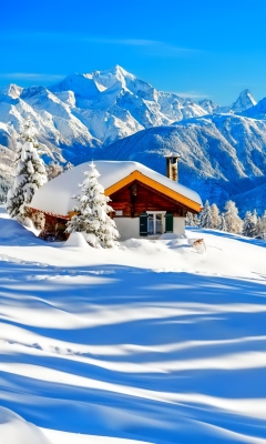 Fondo de pantalla Little House In Alps 240x400