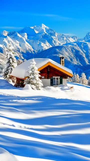 Sfondi Little House In Alps 360x640