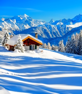 Little House In Alps Background for 240x320