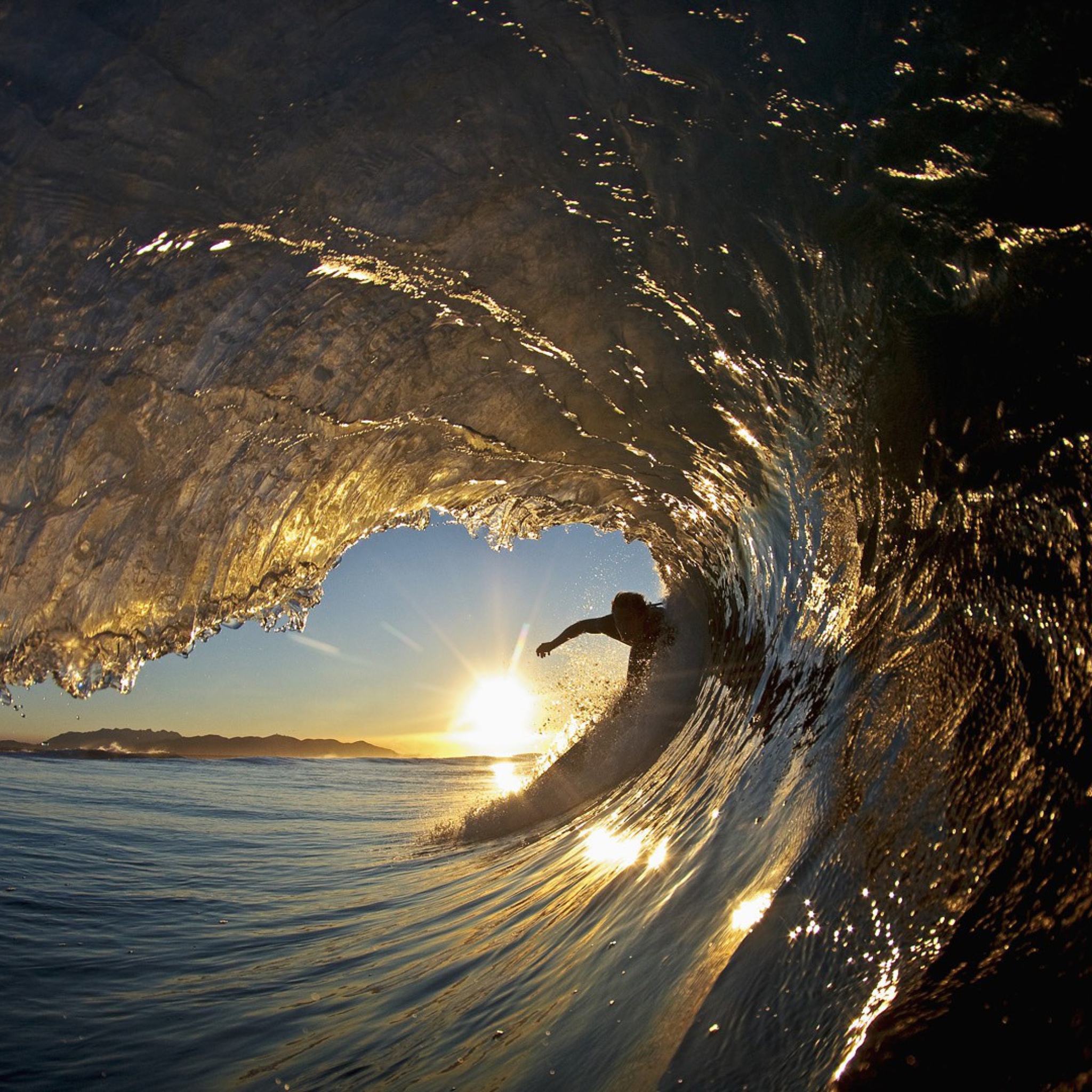 Surfer Against Big Wave wallpaper 2048x2048