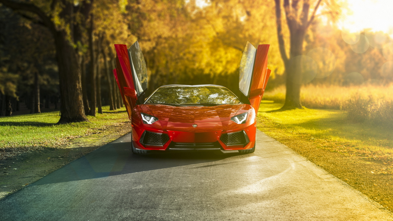 Red Lamborghini Aventador screenshot #1 1366x768