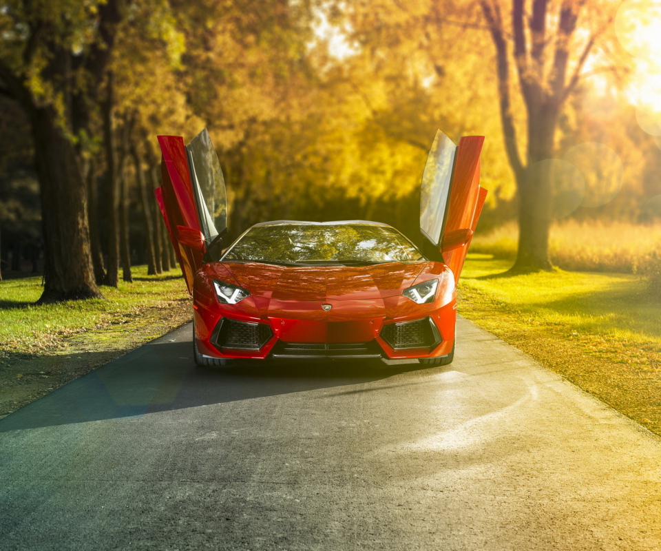 Обои Red Lamborghini Aventador 960x800