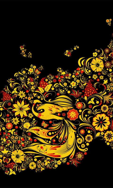 Asian Floral Design wallpaper 480x800