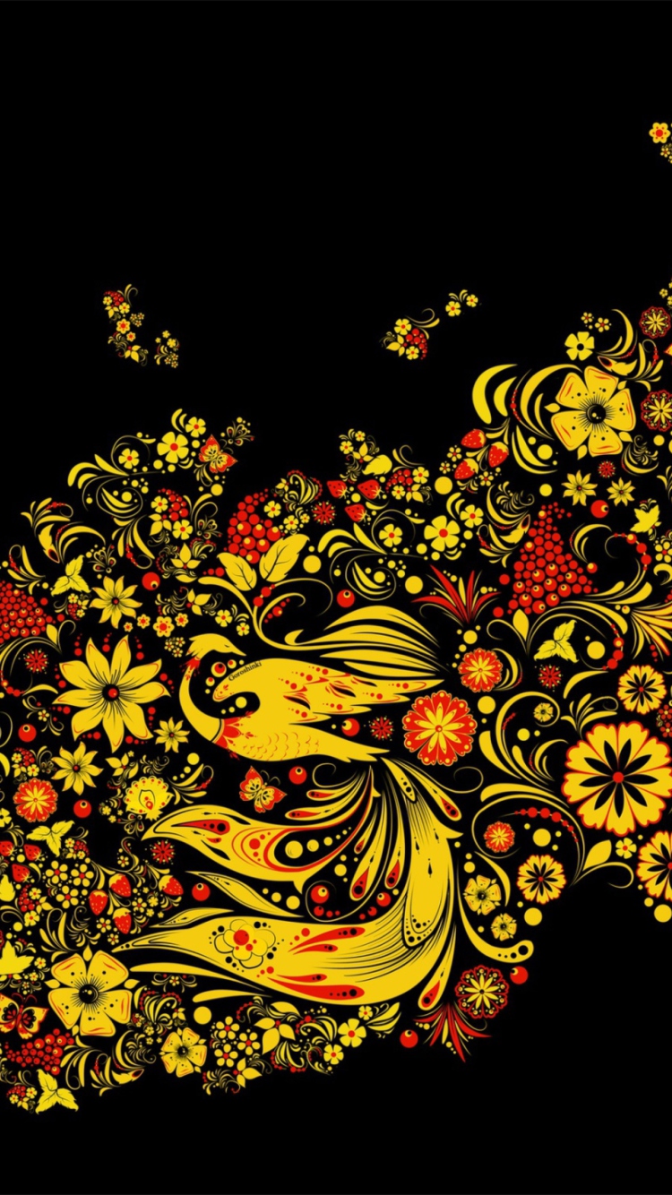 Asian Floral Design wallpaper 750x1334