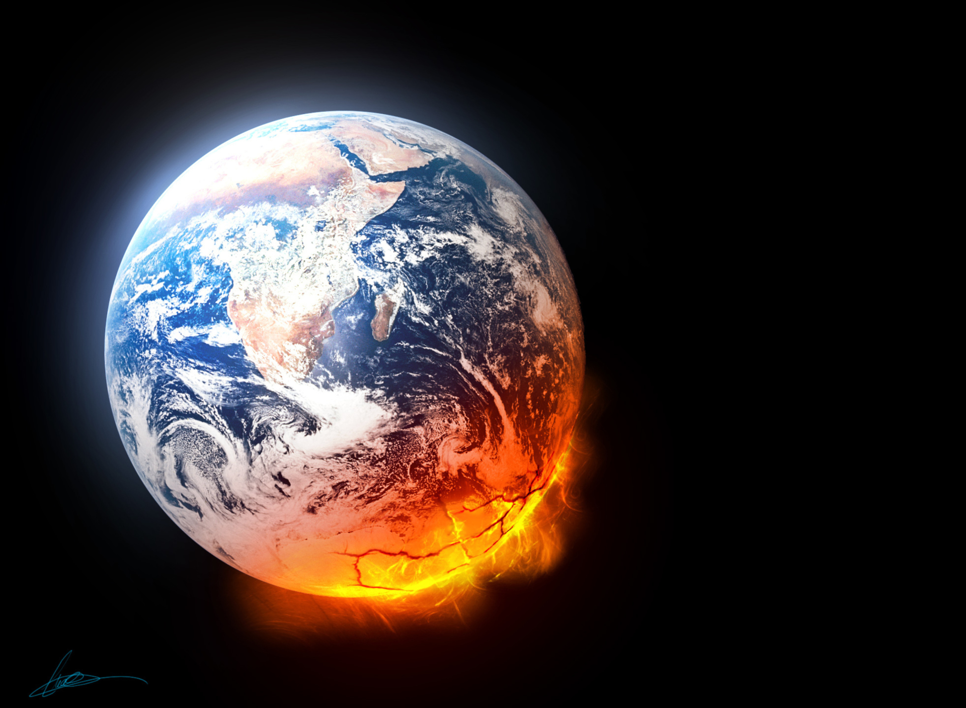 Melted Planet Earth wallpaper 1920x1408