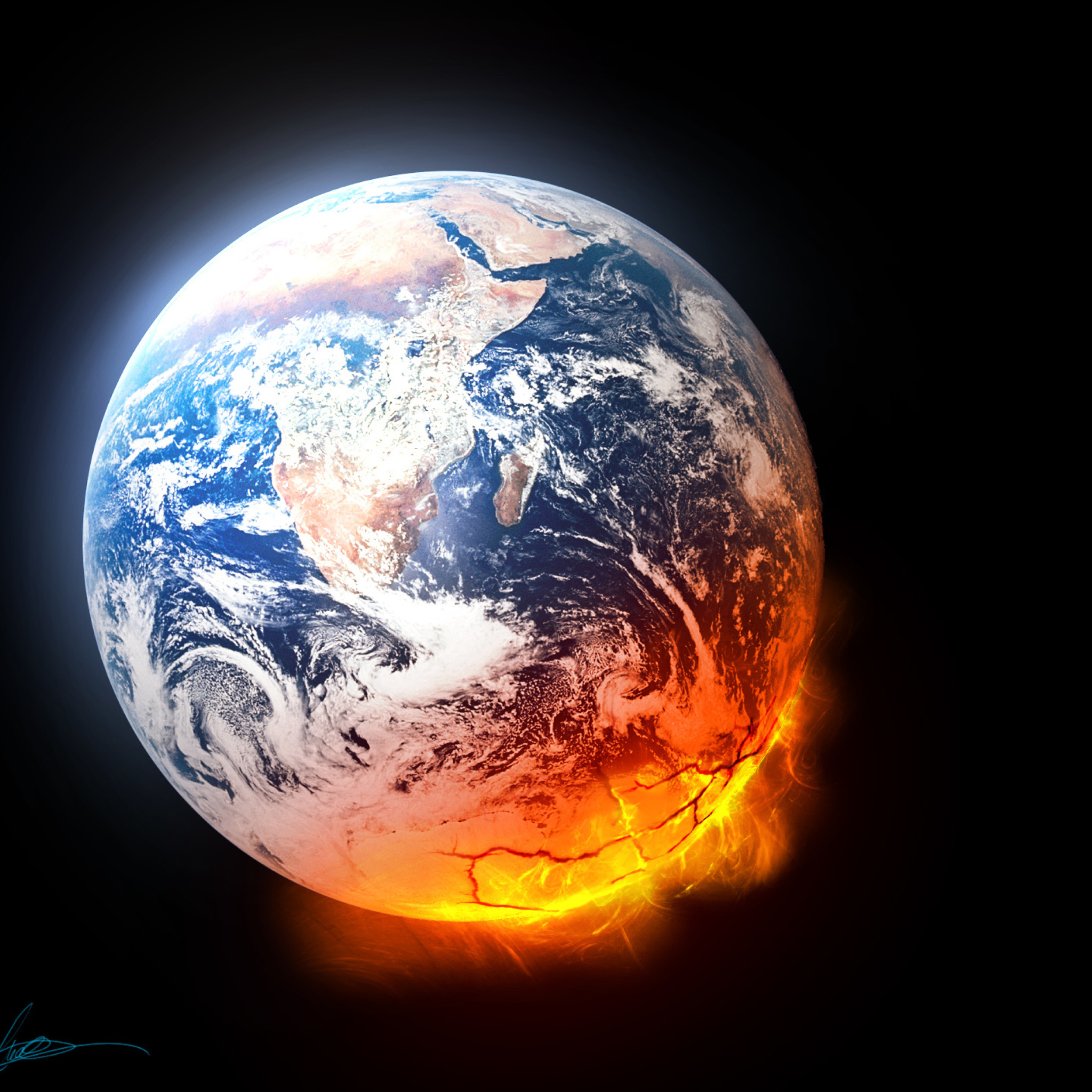 Fondo de pantalla Melted Planet Earth 2048x2048
