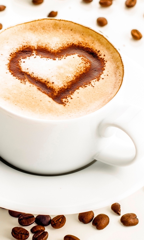 Fondo de pantalla Cappuccino Heart 480x800