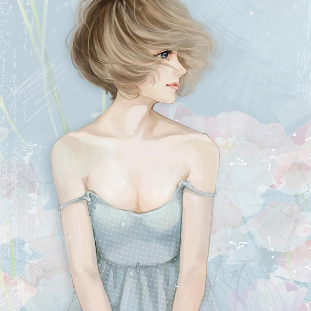 Das Pastel Tones Drawing Of Girl Wallpaper 1024x1024