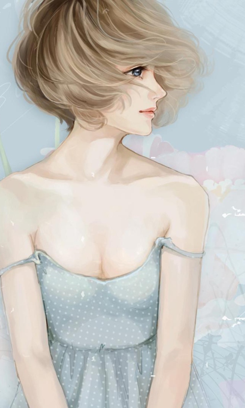 Pastel Tones Drawing Of Girl screenshot #1 480x800