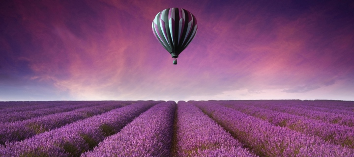 Air Balloon Above Lavender Field screenshot #1 720x320