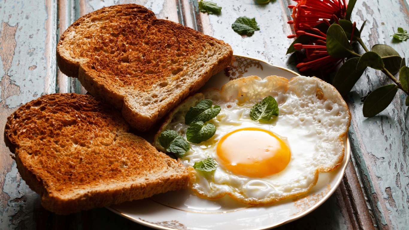Breakfast eggs and toast wallpaper 1366x768