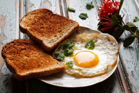 Breakfast eggs and toast wallpaper 480x320