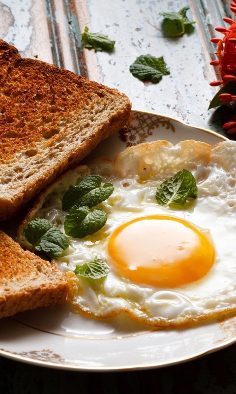 Fondo de pantalla Breakfast eggs and toast 480x800