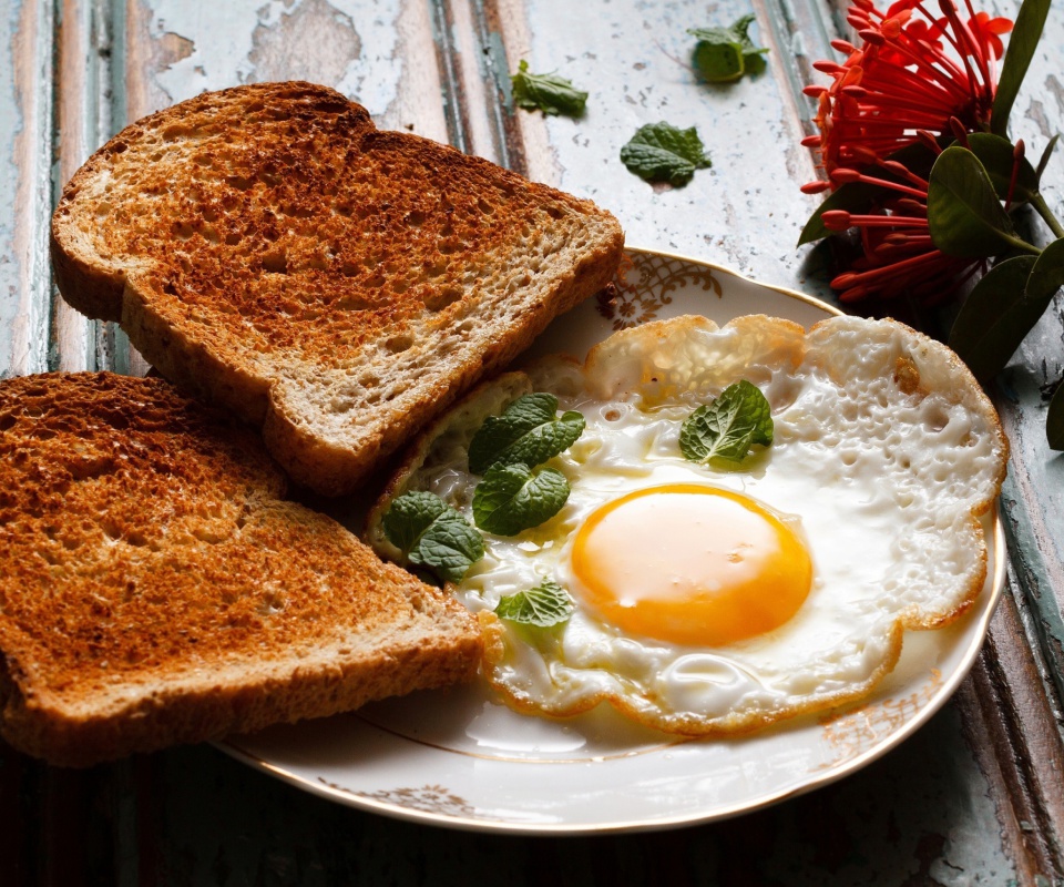 Breakfast eggs and toast wallpaper 960x800