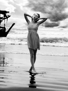 Girl On Ocean Coast wallpaper 240x320